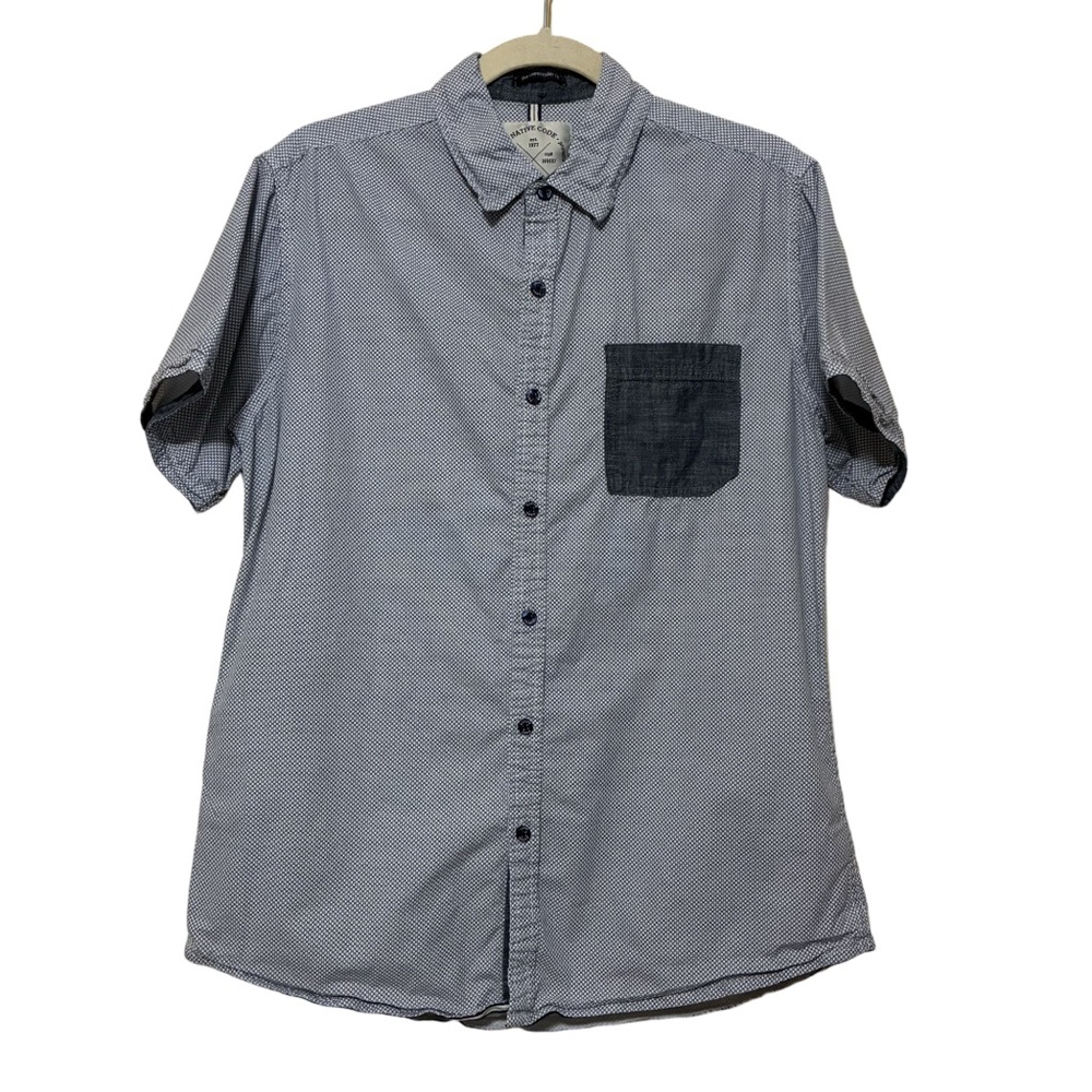 Native Code The Impeccable Fit Button Up Men’s L Blue Patterned Short Sleeve
